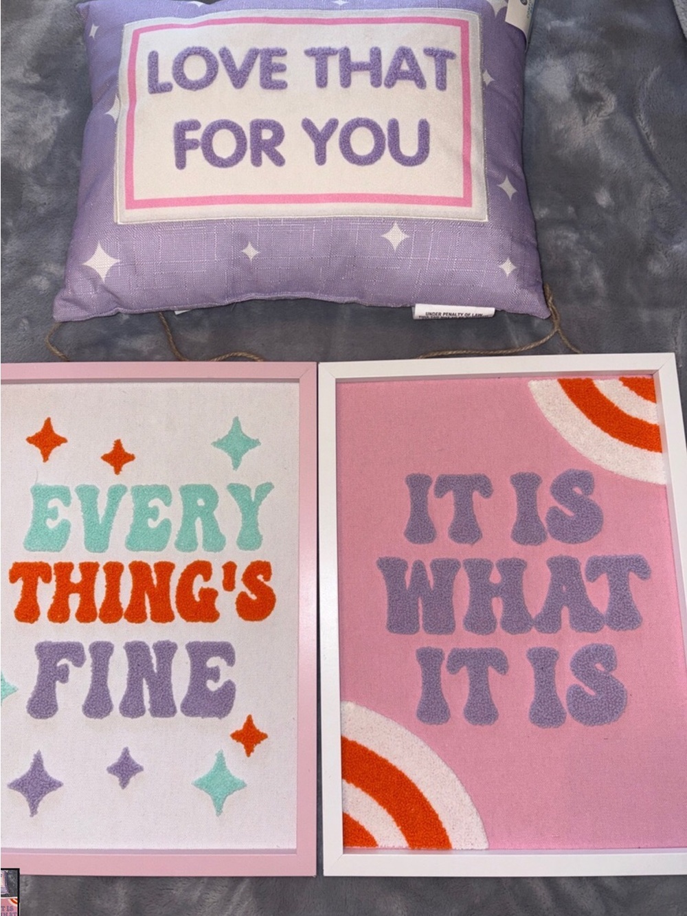 Purple and Pink Inspirational Wall Art Set by